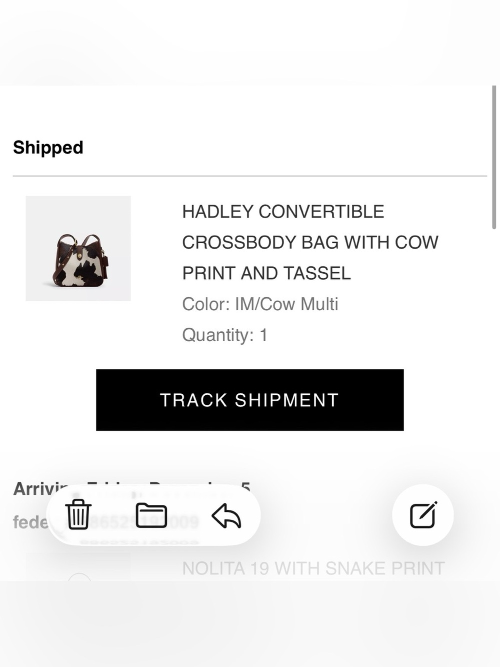COACH HADLEY CONVERTIBLE
CROSSBODY BAG WITH COW
PRINT AND TASSEL - Picture 8 of 8